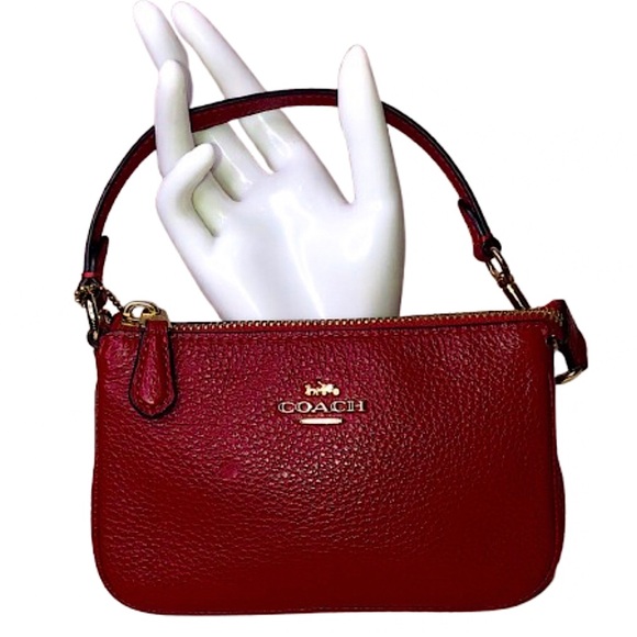 COACH Nolita 15 Red Leather Wristlet Top Zipper Mini Shoulder Bag - Picture 1 of 17